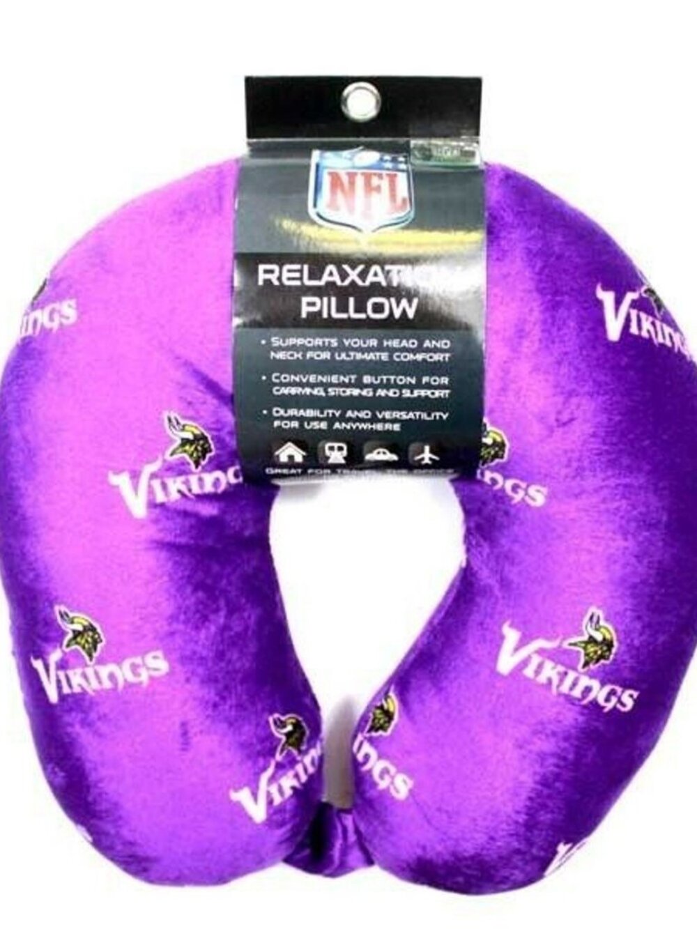 Minnesota Vikings Super Soft Fleece Travel Pillow - Official NFL Neck Support